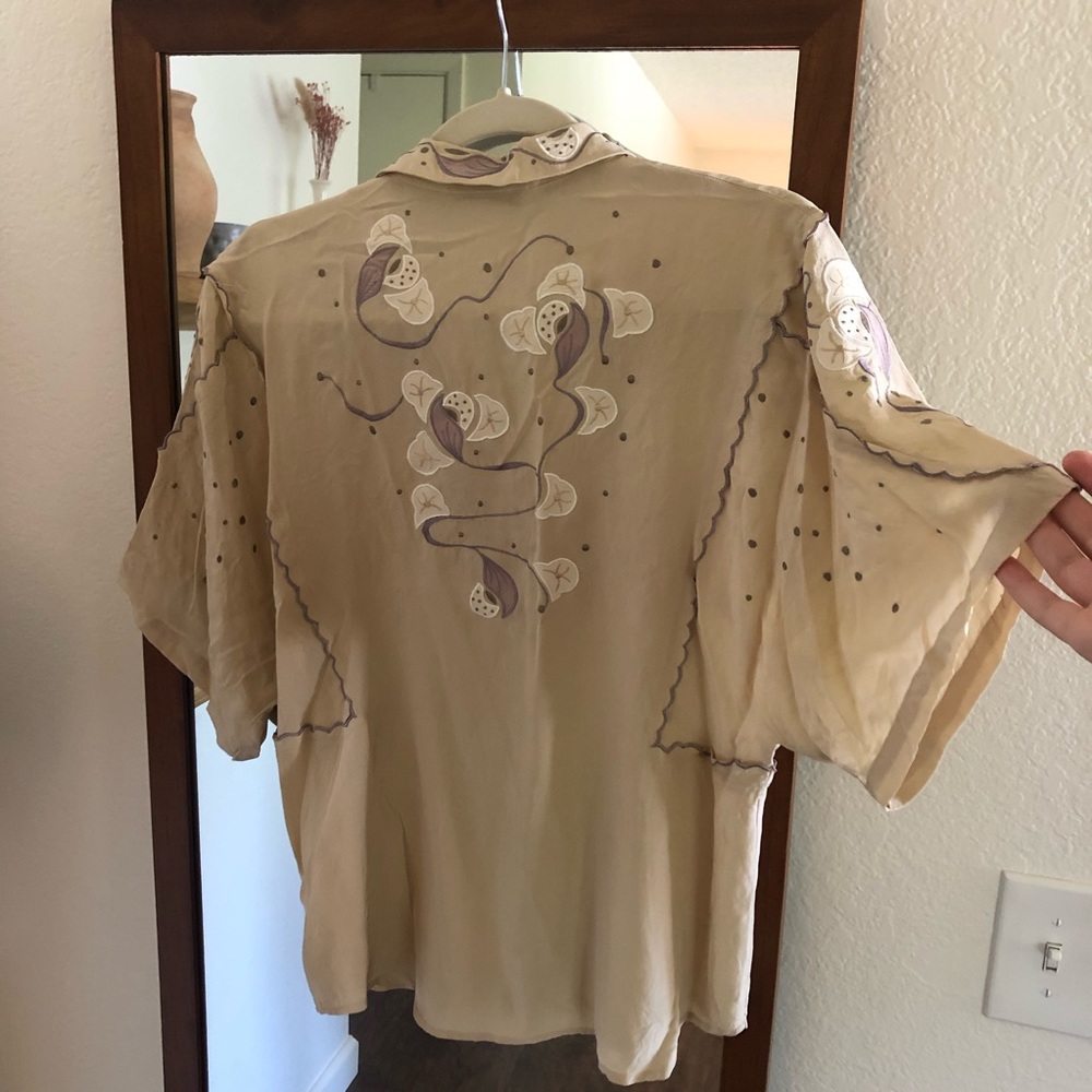 Vintage embroidered silk blouse
